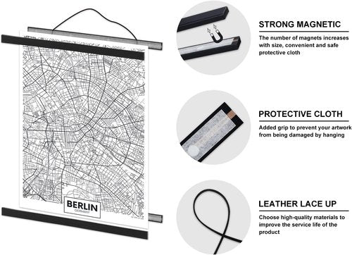 Benjia Magnetic Wood Poster Frame - 11x14 & 11x17 Sizes for Photos & Artwork | Black Finish