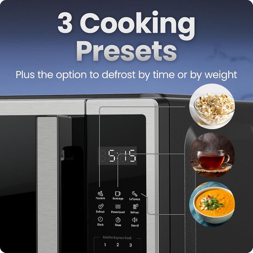 Chefman Microwave Oven - 0.7 Cu. Ft. Compact Design with 10 Power Levels & Child Safety Lock | Stainless Steel