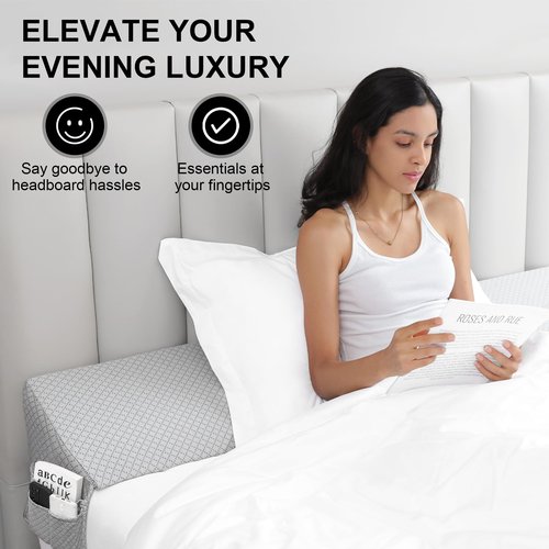 Rormcheny Full Bed Wedge Pillow Headboard Gap,Wedge Pillow Headboard/Bed Gap Filler,Fill The Gap (0-8") (Gray, 54"x10"x6")