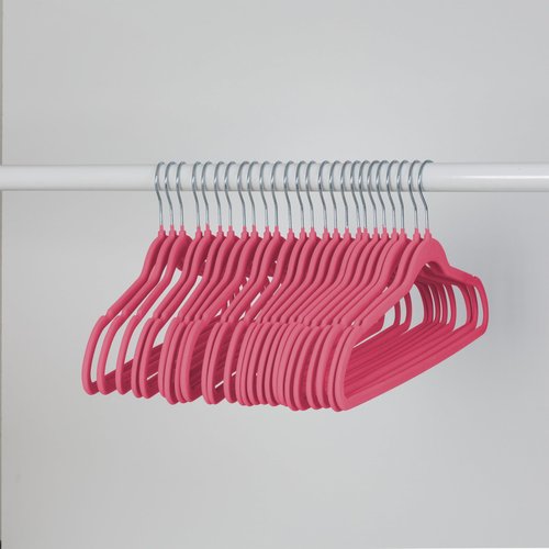 Honey-Can-Do 25-Pack Slim-Profile Non-Slip Velvet Hangers, Pink HNG-09734 Pink