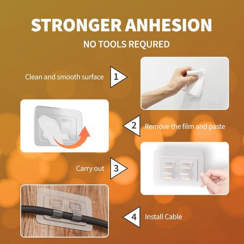 Heavy Duty Cable Clips for Outdoor String Lights by Hooks | 100Pcs Waterproof Adhesive Strips - UV-Resistant Clear Holders