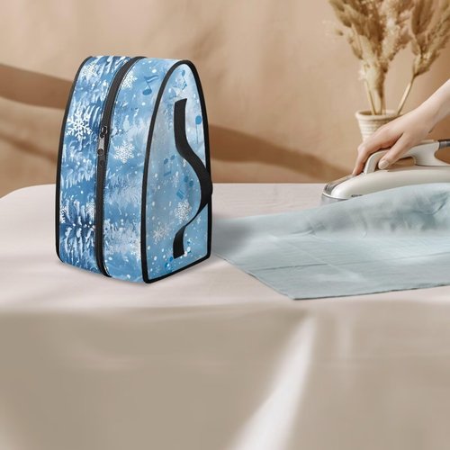 LVEWYB Winter Christmas Tree Iron Tote Case for Travel Mini Steam Iron Dustproof Protective Flower Printed Carrying Bag Universal for Most Irons with Handle