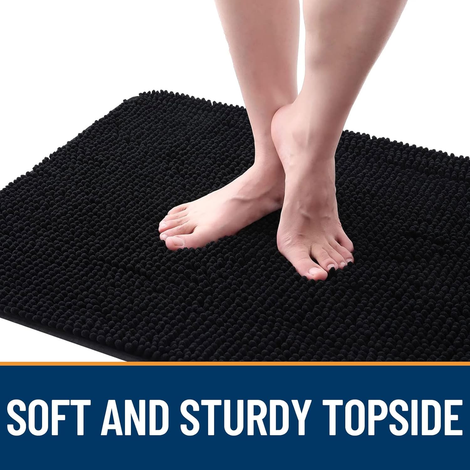 OLANLY Dog Door Mat - Absorbent Non-Slip Chenille for Muddy Paws | 48x30 Black Indoor Entryway Carpet