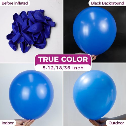 Bezente Royal Blue Balloons - 18 Inch Thick Latex Balloons for Birthday, Bridal Shower & Graduation Decor | 30 Pack