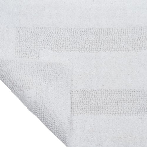 Lavish Home Reversible Long Bath Mat - 60x24-Inch Plush Cotton Bathroom Runner - Machine Washable Bath Mats for Bathroom, Kitchen, or Laundry Room (White)