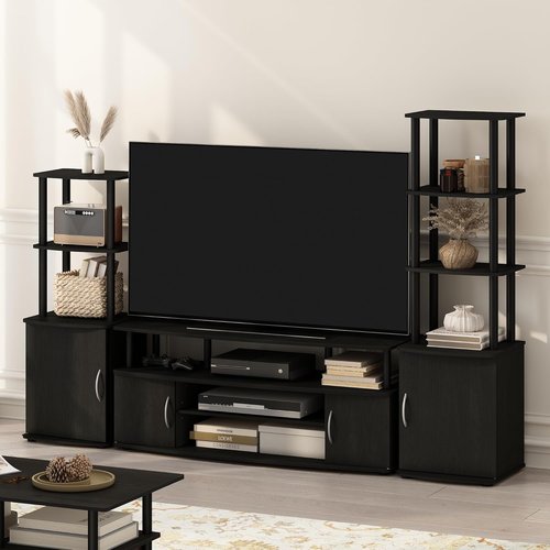 Furinno JAYA Large TV Stand - Stylish Entertainment Center for TVs Up to 55 Inches | Blackwood Finish