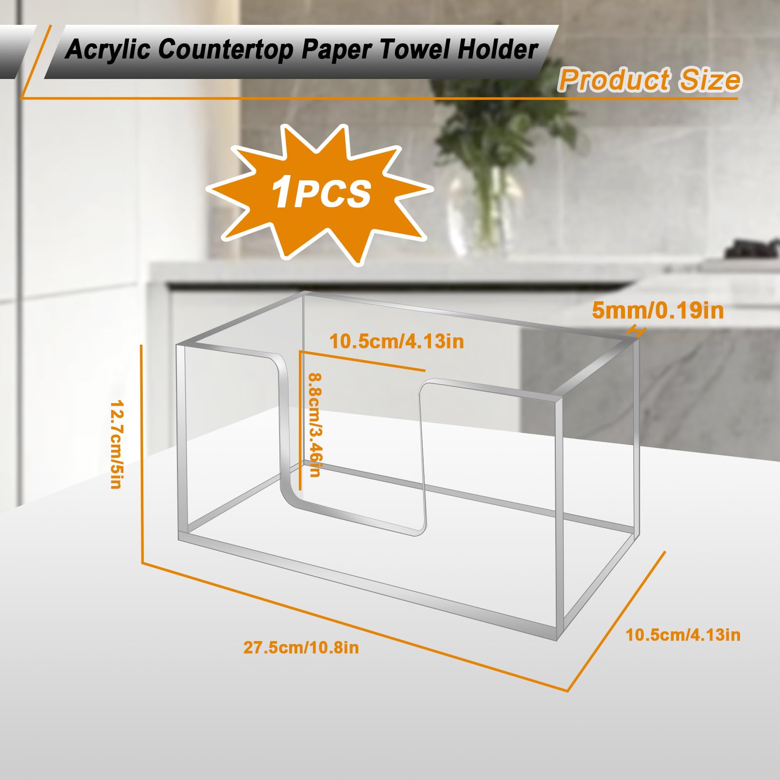 Acrylic Paper Towel Dispenser, Clear Napkin Holder for Bathroom, 4 Pack
