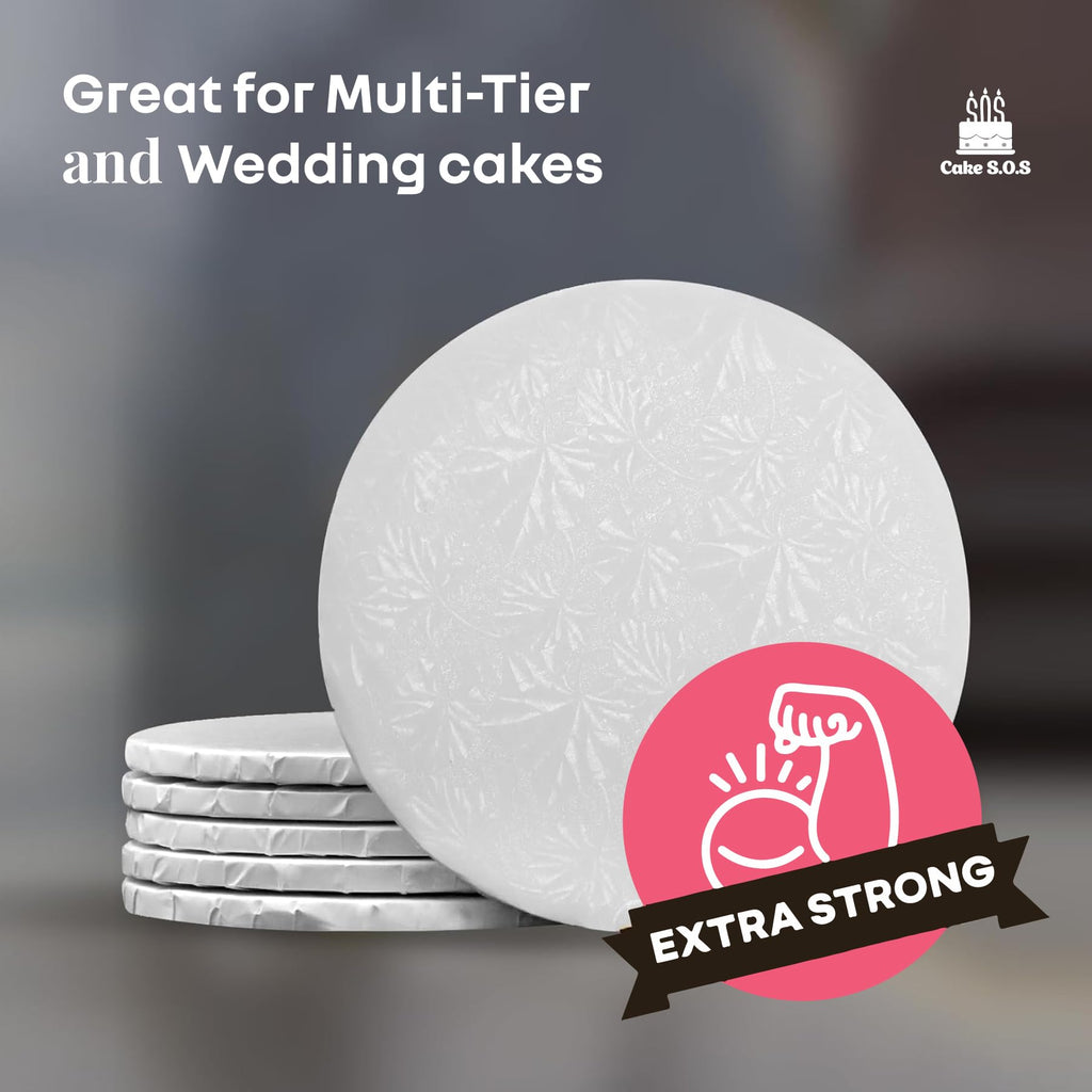 10 Inches White Round Sturdy Cake Board Drums for Displaying Cakes, 1/2 Inch Thick, (6-Pack)