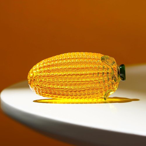Art Glass Corn Figurine Decor - Elegant Tabletop Centerpiece for Home, Kitchen & Office
