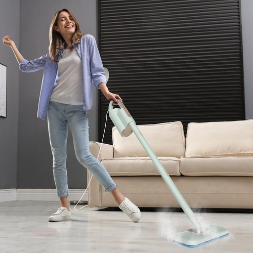 Newbealer 6 PCS Replacement Microfiber Pads for Steam Mops (NB603C NB602N) - Durable, Washable, and Reusable for Hardwood, Laminate, Tile, and Ceramic Flooring, Blue-White
