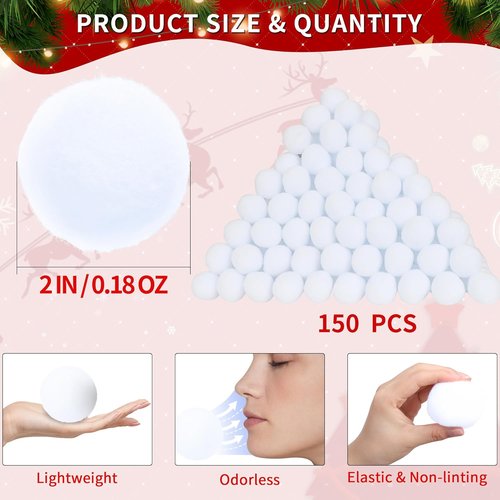 Homiar 150 PCS Snow Toy Balls - Indoor Artificial Snowballs for Kids | Fun Parent-Child Interactive Game