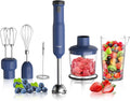 Rosewill 6-in-1 Cordless Immersion Hand Blender - Multi-Speed Heavy Duty Motor for Smoothies, Baby Food & Soup - Blue