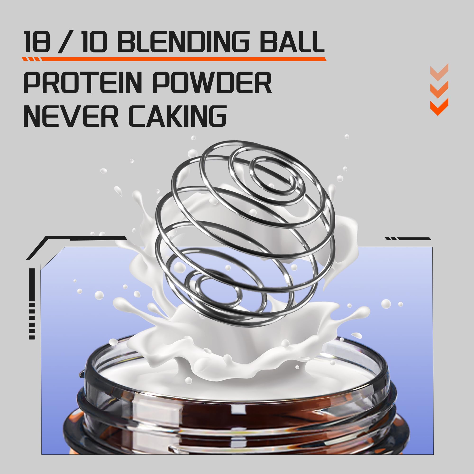 TKK Blender Shaker Bottle 24 Ounce With Blending Ball Plastic Protein Shaker Bottle for Pre & Post workout Protein Drink Shaker Cup USA Tritan BPA Free