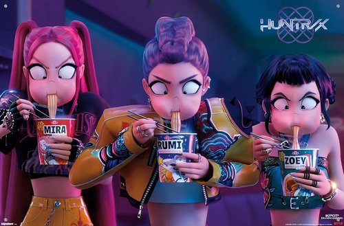 Huntrix Noodles Wall Poster - Netflix KPop Demon Hunters (2025) | 34"L x 22.4"W with Push Pins