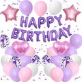 Regine Switzerland Pink Purple Birthday Decorations - Happy Birthday Balloon Banner & Confetti Balloons for Girls & Kids