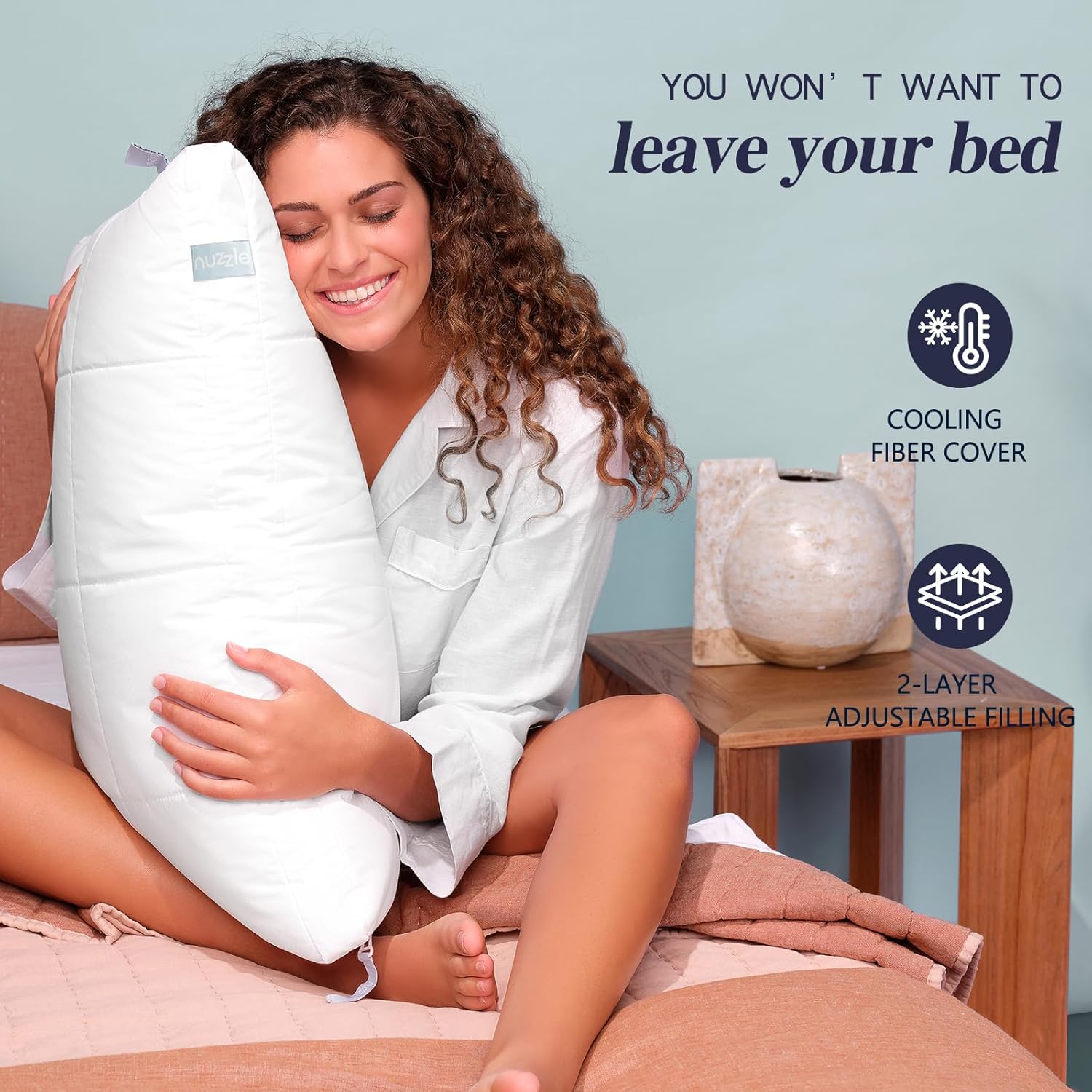 Skiennix King Size Cooling Adjustable Pillows - Luxury Hotel Collection | Soft & Firm for All Sleepers