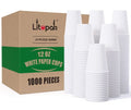 LITOPAK 1000 pack Paper Cup 12 oz, Bulk White Paper Cups, Disposable Hot Paper Coffee Cups for Offices, Schools, Shops, Restaurants