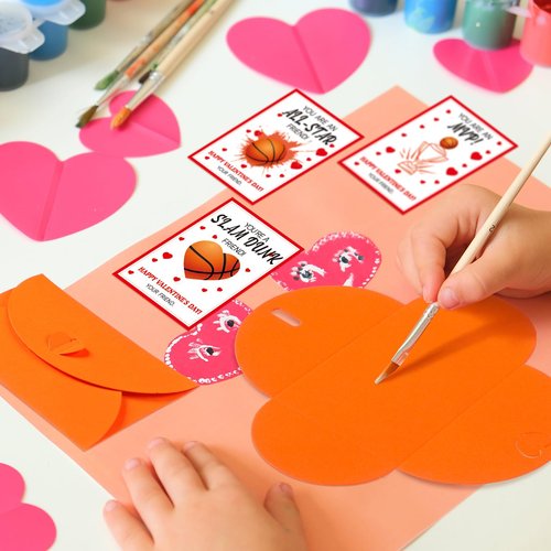 Chivertion 24 Pack Basketball Valentines Cards for School Kids Bulk Happy Valentine's Day Party Favors Card with Envelopes Classroom Exchange for Boys Girls Basketball Gifts