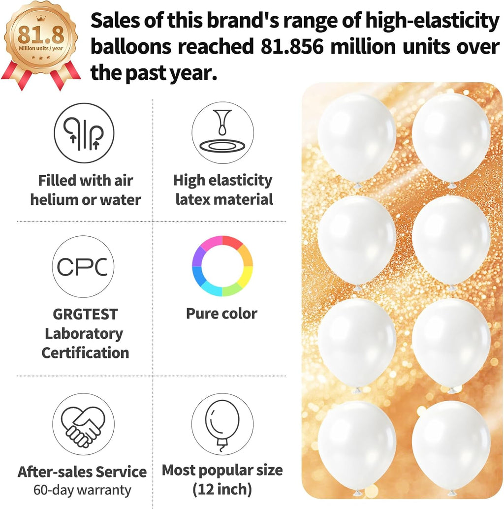 Pearl White Latex Balloons by [Brand Name] - 110pcs 12-Inch Balloons for Birthday Parties & Baby Showers