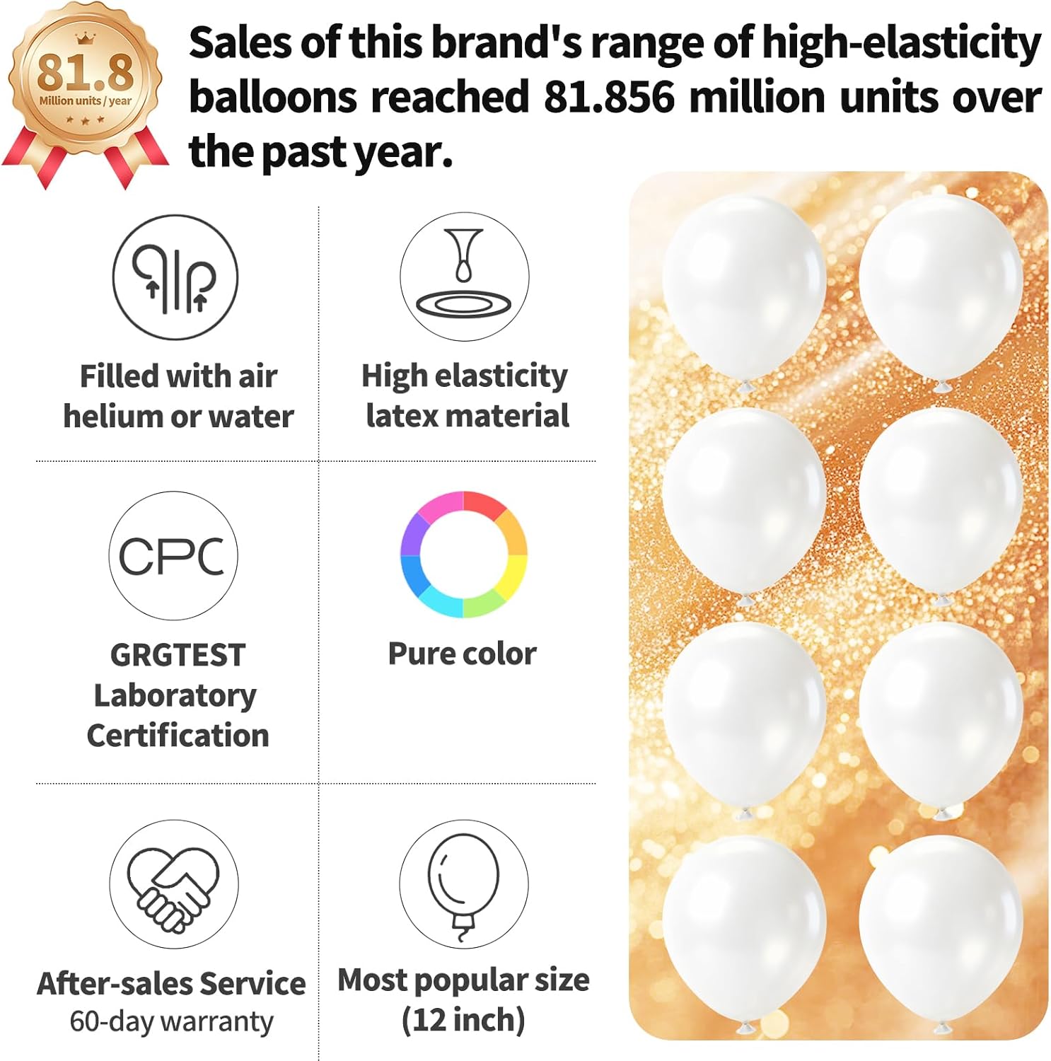Pearl White Latex Balloons by [Brand Name] - 110pcs 12-Inch Balloons for Birthday Parties & Baby Showers