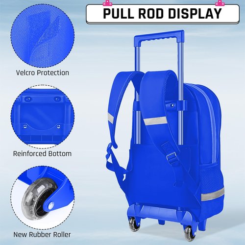 ZHIMEBYE Kids Rolling Backpack for Boys - 3PCS Gamer Boys Rolling Backpack with Lunch Bag Set, Elementary Middle School Roller Bookbag with Adjustable Handle for Travel & School