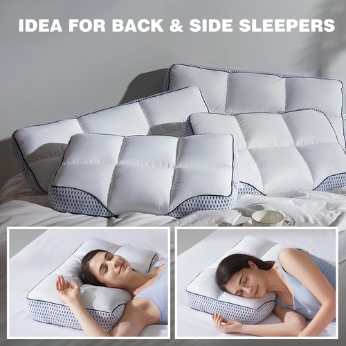 Glaciman Shredded Memory Foam Pillow for Side & Back Sleepers - Firm Ergonomic Pillow for Neck Pain Relief - Machine Washable, Breathable Cooling Mesh Gusset, Queen/Standard (15"x25"x4"), Pack of 2