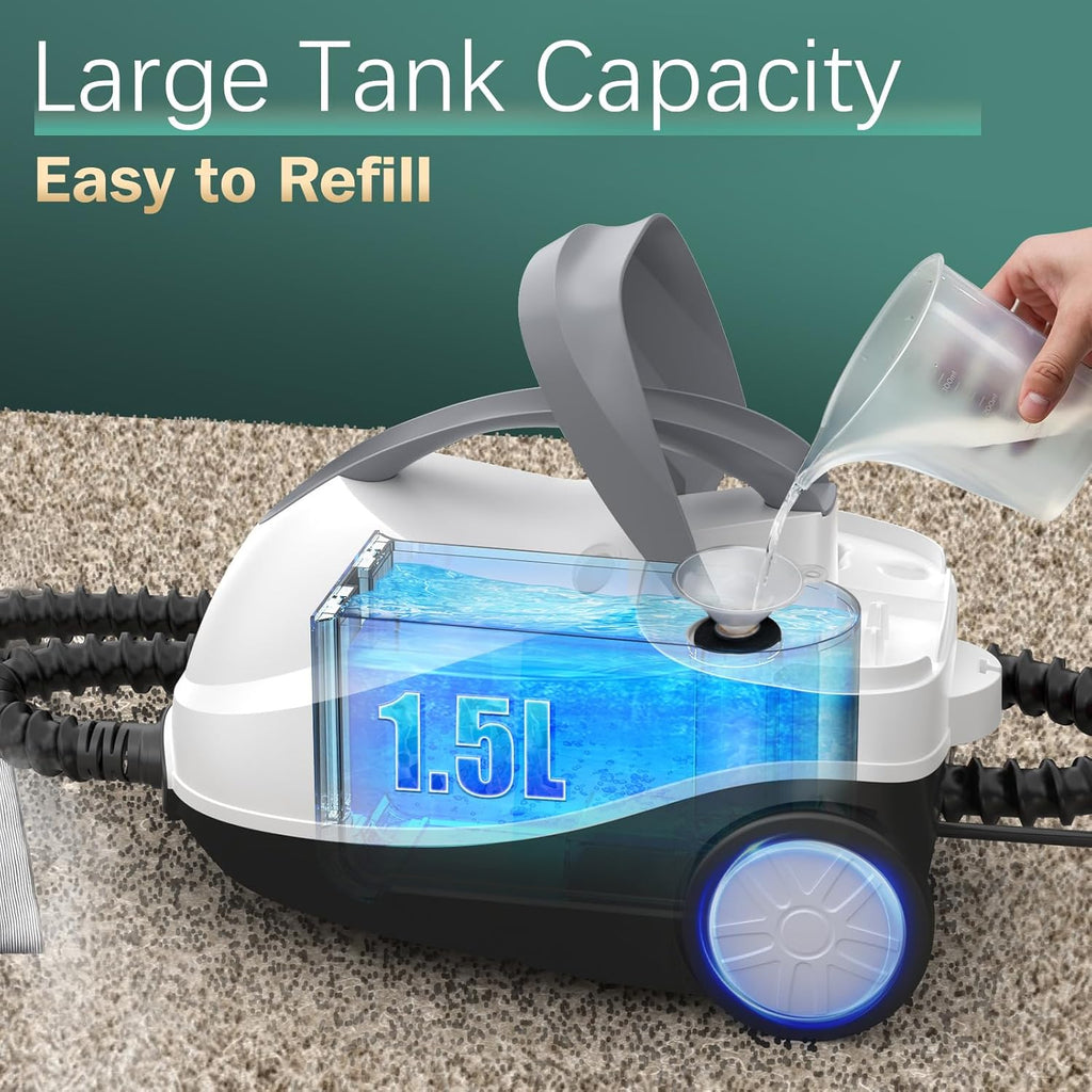 Skiennix Steam Cleaner - 1800W Powerful Multipurpose Mop with 28 Accessories & 1.5L Tank | Chemical-Free Floor Cleaning