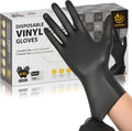 SWIFTLITE Black Vinyl Gloves - Disposable Food Grade, Latex-Free & Powder-Free | Ideal for Cooking & Cleaning