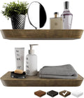 Wood Floating Shelves | 16-Inch Set of 2 - Stylish Bathroom & Living Room Storage - American Walnut Finish