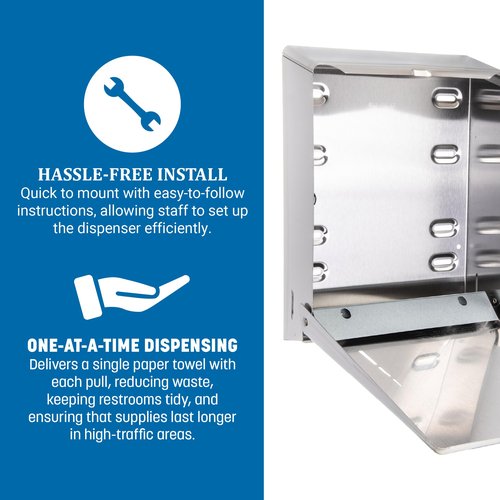 San Jamar Paper Towel Dispenser Holds Multifold/C-Fold Towels with Standard Key Lock for Bathroom, Kitchens, and Restaurants, Metal, 14.75 x 11.375 x 4 Inches, Silver