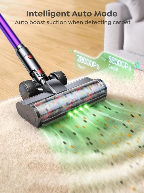 INTETURE Cordless Vacuum Cleaner - 650W, 55KPA Suction Power, 70 Mins Runtime | Anti-Tangle Design, Touch Screen