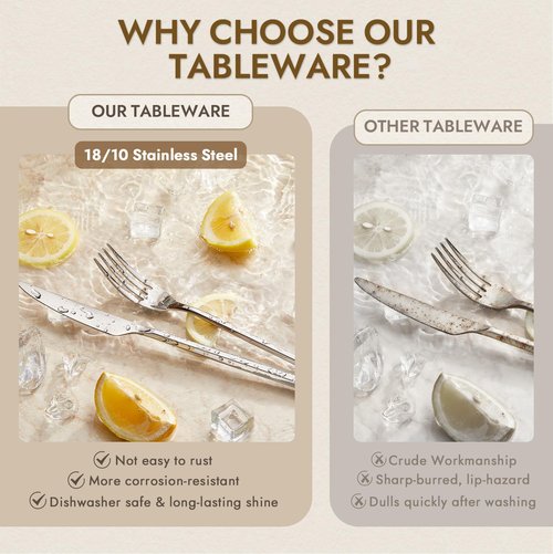 KINGSTONE 20-Piece Silverware Set, 18/10 Stainless Steel Flatware Cutlery Set with Hexagon Handle, for Hotel, Home, Party, Wedding Gift, Mirror Polish and Dishwasher Safe