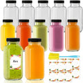 Yokodaza 8 oz Glass Juice Bottles with Lids 12-Pack - Reusable Small Juice Drinking Jars for Green Juices, Shots & Smoothies
