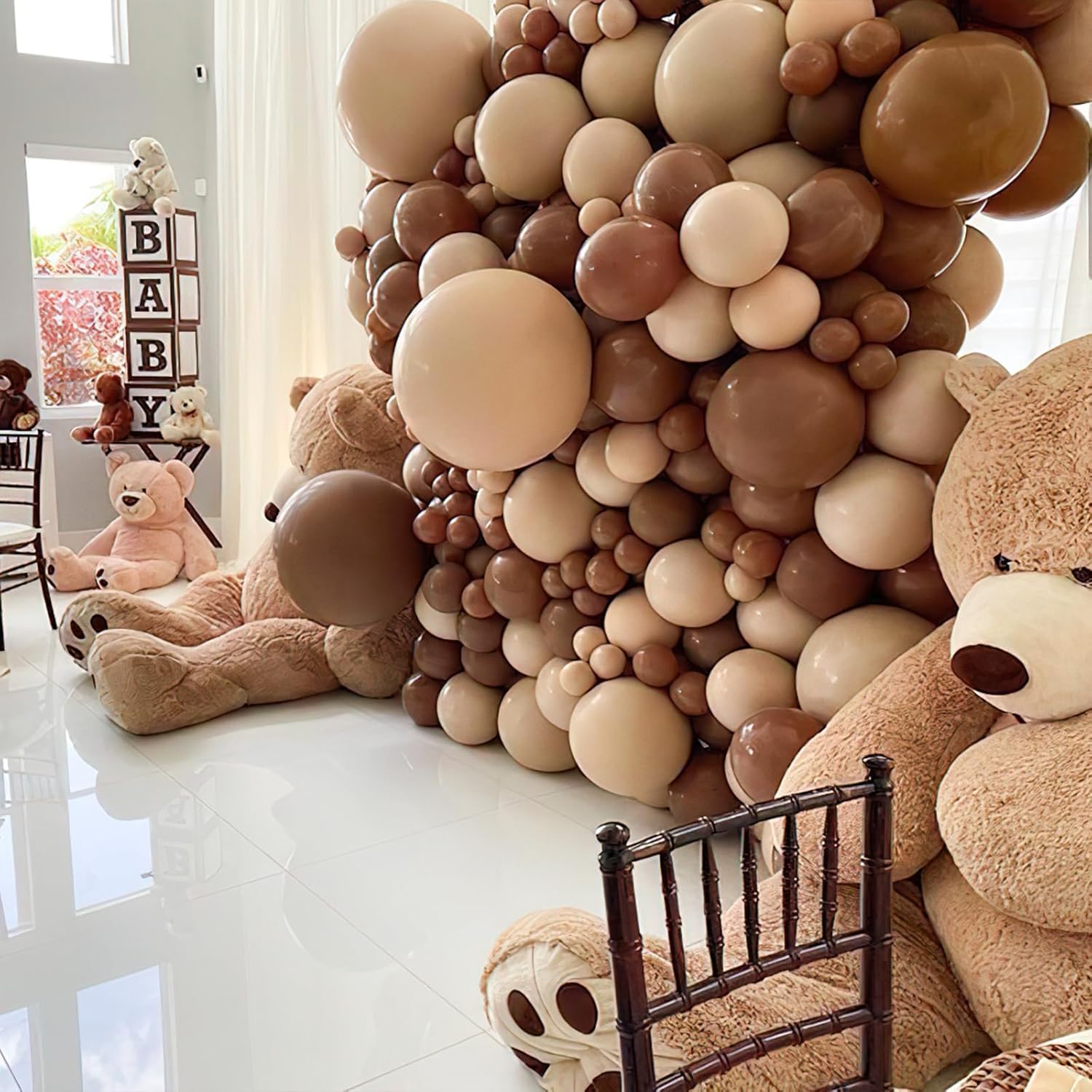 PartyWoo Brown Balloons - 120pcs Boho Neutral Fall Arch Kit | 18", 12", 10", 5" Sizes for Birthday & Baby Shower
