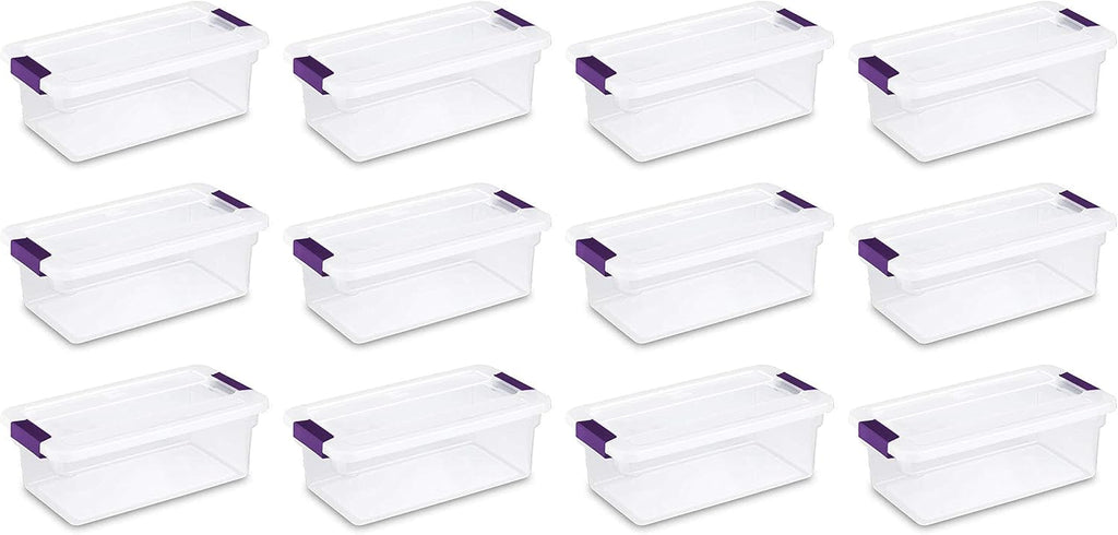 Sterilite 6 Qt ClearView Latch Storage Box - Stackable Plastic Organizer for Shoes | 12-Pack, Clear