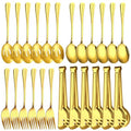 ZLMTZDJD 24pcs Serving Utensils Set, Large Stainless Steel Serving Utensils - Durable for Buffets, Dinner Parties, Weddings and Restaurants (GOLD)