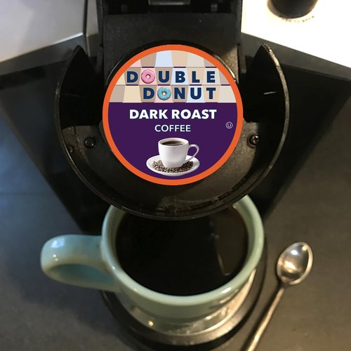 Double Donut Coffee Dark Roast Coffee Pods, Extra Bold Blend Coffee, Single Serve Coffee For Keurig K Cups Machines, Dark Roast Coffee in Recyclable Pods, 80 Count