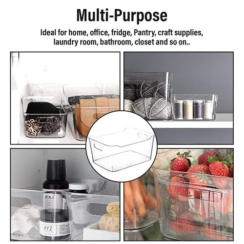 ShelfShaper Plastic Clear Storage Bins with Labels, Home Freezer Refrigerator Pantry Organizers and Storage Containers Fridge Organizer Bins Kitchen Organization Cabinet Medicine Bin for organizing