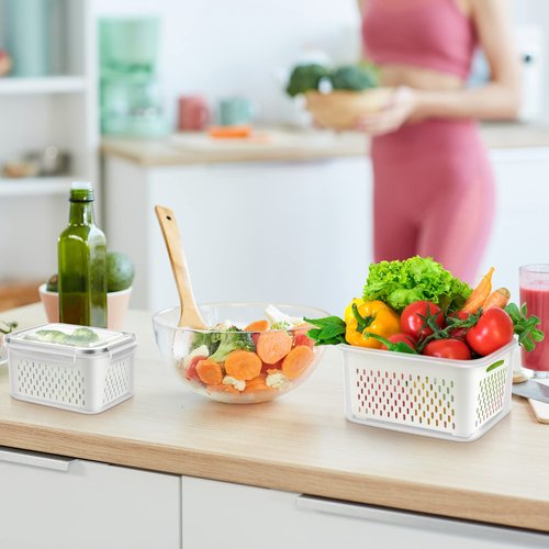 12 Pieces Fruit Storage Containers For Fridge, BPA-Free Fresh Food Containers with Removable Colanders and Airtight Lids, Keep Fresh for Fruit Berry Produce Vegetable, Dishwasher & Microwave Safe