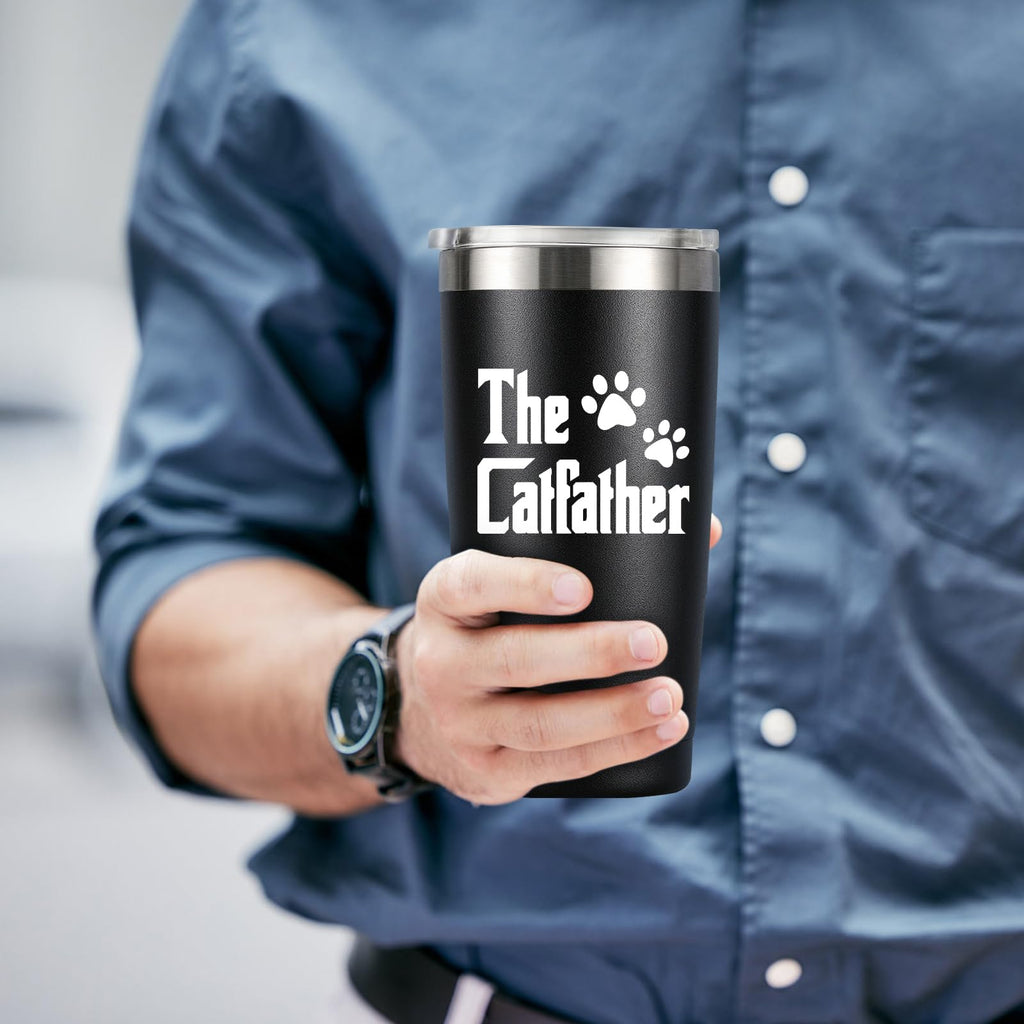MASGALACC Cat Dad Gifts for Men - Father Mug for Lover Owner Fathers Day Gift Coffee Cup - 20 Oz Stainless Steel Tumbler