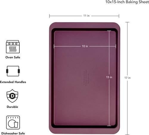 KitchenAid Nonstick Aluminized Steel Baking Sheet - 10x15in | Perfect for Baking & Roasting