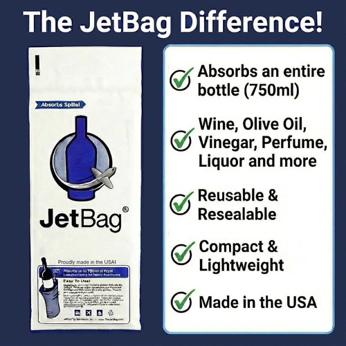 JetBag Bold - The Original ABSORBENT Wine Bottle Travel Protector Bags - Resusable Bottle Bags (6 Pack) MADE IN THE USA