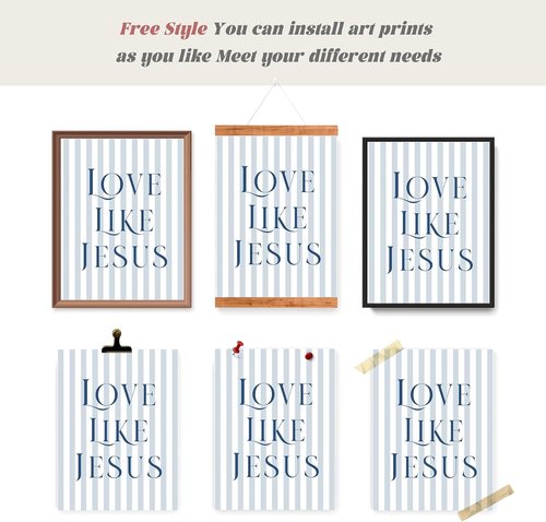 LARTSFRO Coquette Wall Art Decor - Navy Blue Bow Christian Posters | Inspirational Bible Verses | 12x16 Inch Set of 4 Unframed