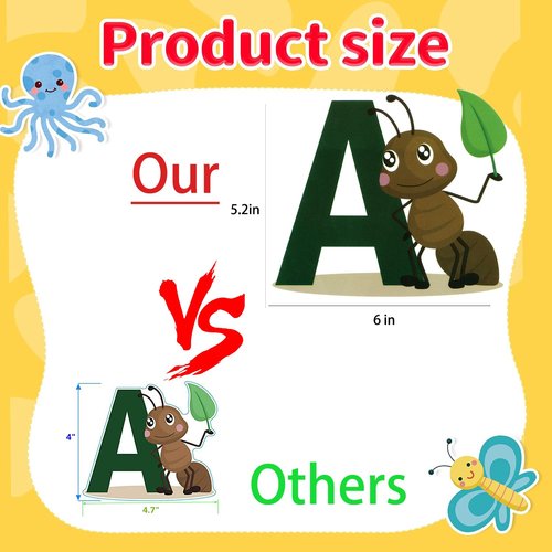 Animal Alphabet Decals ABC Wall Decals Stickers Peel and Stick Vinyl A-Z Alphabet Wall Decor for Kids Nursery Baby Room (Style 1)