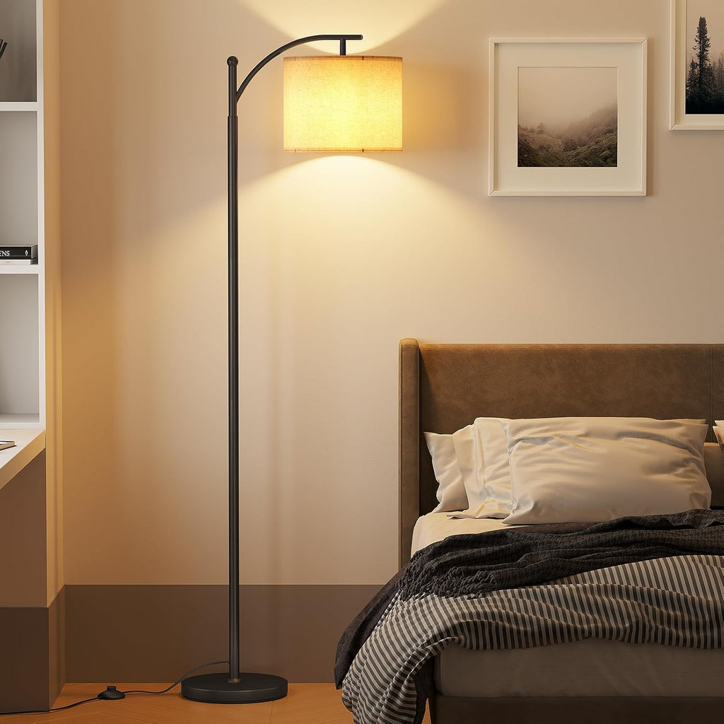 SUNMORY Arc Floor Lamp - Modern Design with 9W Adjustable 3-Color Bulb | Tall Metal Lamp for Living Room, Bedroom, Office (Black)