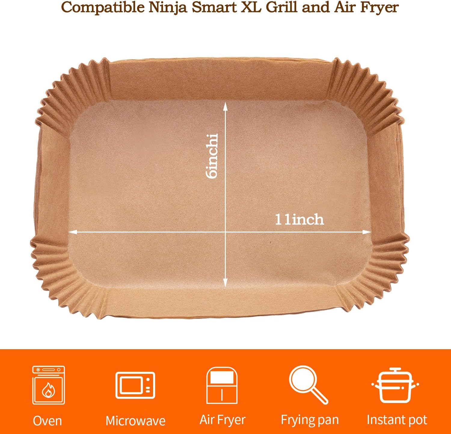 Ninja Foodi XL Air Fryer Liners - 100PCS Rectangular Disposable Paper for Easy Cleanup