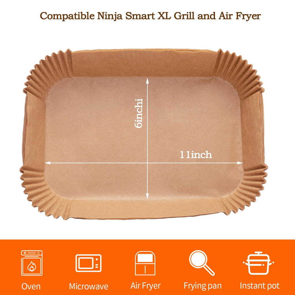Air Fryer Liners For Ninja Foodi XL Smart FG551 6-in-1 Indoor Grill,100PCS Rectangular Air Fryer Disposable Paper Liner, Suitable for Ninja Foodi XL Smart