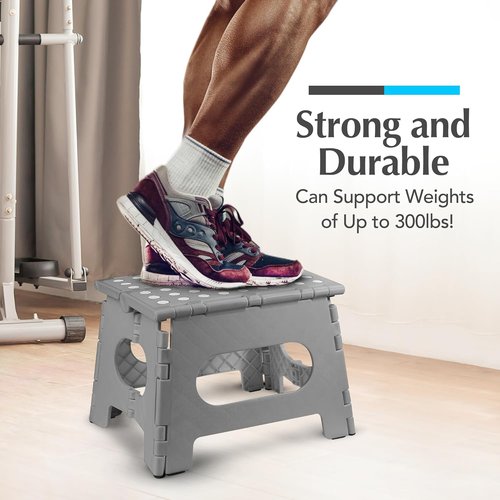 Handy Laundry Folding Step Stool - Lightweight & Sturdy for Adults and Kids | Easy One-Flip Design - Grey 9 Inch (Pack of 2)