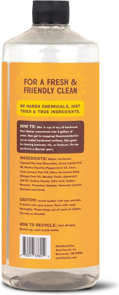 Aunt Fannie's Hardwood Floor Cleaner - Ultra Concentrated, Vinegar-Free, Bright Lemon Scent | 32 oz (Pack of 3)
