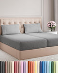 Split King Size 5-Piece Sheet Set - Comfy Cooling Bed Sheets for Luxury Hotel Feel - Grey Heathered